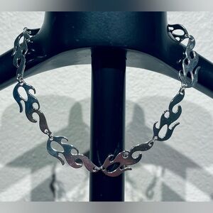 Silver-tone Alloy Flame Necklace